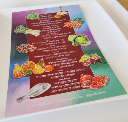 Rosh Hashanah Simanim Card – Printable PDF (Instant download)